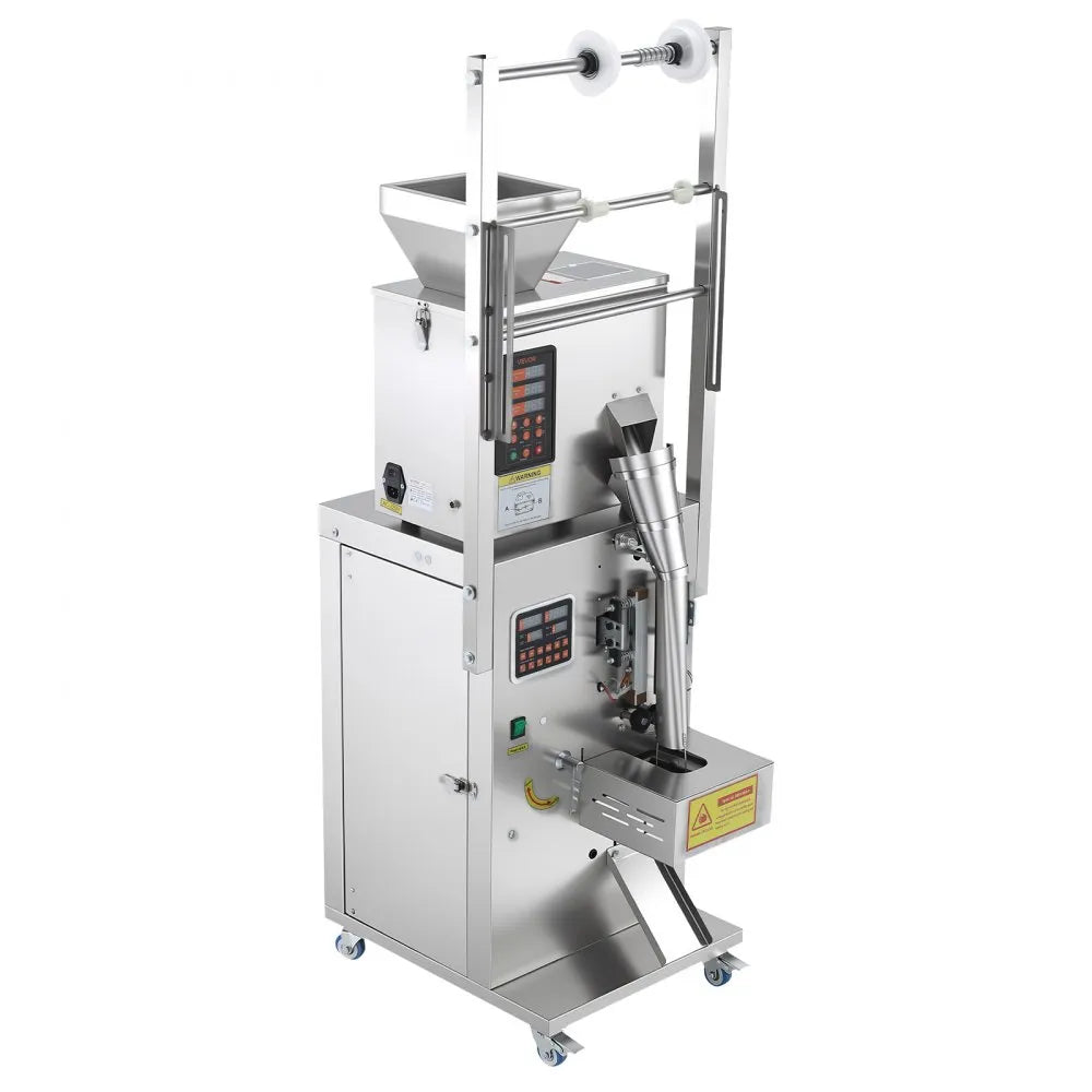 VEVOR Powder Filling and Sealing Machine, 1-99.9g(0.002-0.22lbs) Automatic Particle Granule Packaging Machine, Stainless Steel, Weighing Filling Sealing, for Coffee Beans, Grains, Tea, Spices, Silver