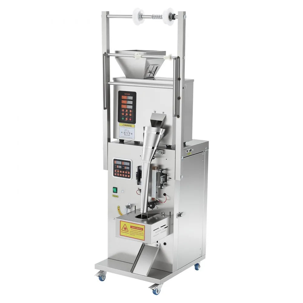 VEVOR Powder Filling and Sealing Machine, 1-99.9g(0.002-0.22lbs) Automatic Particle Granule Packaging Machine, Stainless Steel, Weighing Filling Sealing, for Coffee Beans, Grains, Tea, Spices, Silver