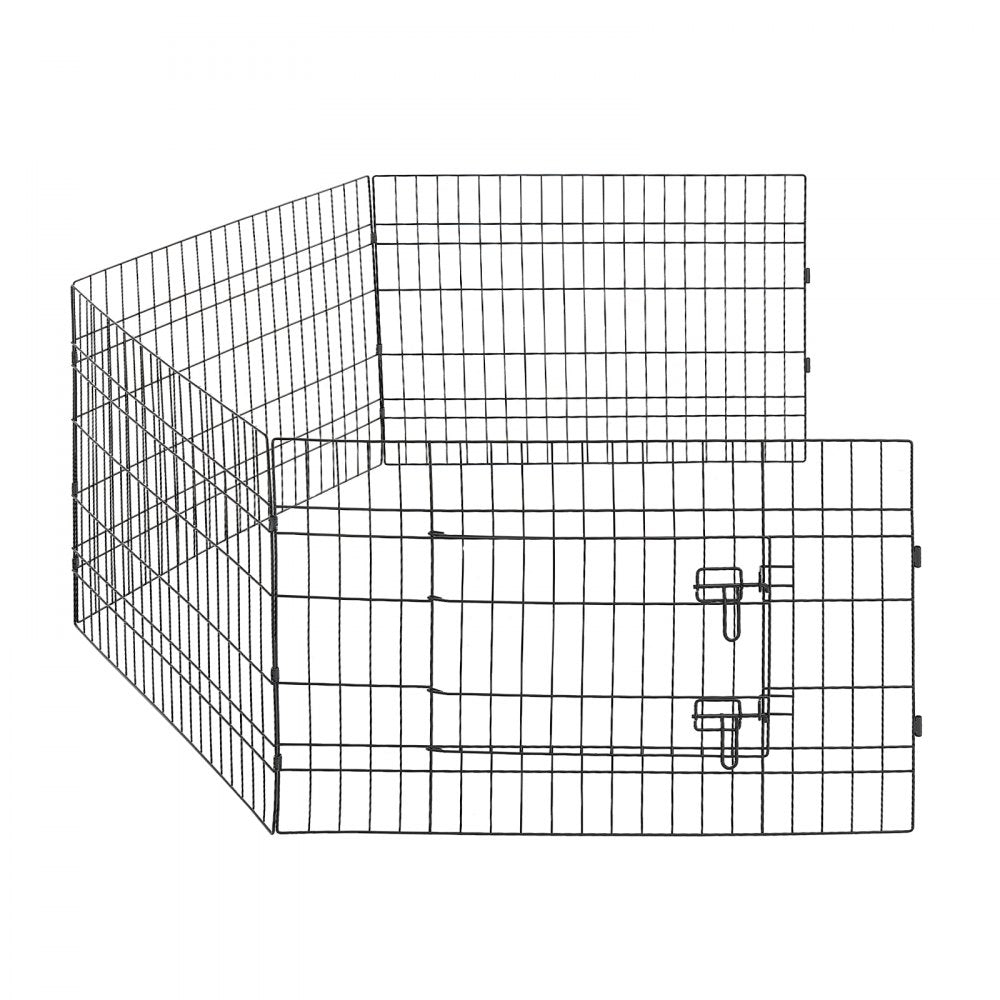 VEVOR Dog Playpen 24 Inch 4 Panels Foldable Exercise Pen with Bottom Pad, Indoor Metal Pet Fence with Door, Heavy Duty Puppy Crate Kennel, Pet Playpen for Dogs, Cats, and Other Small Animals, Black