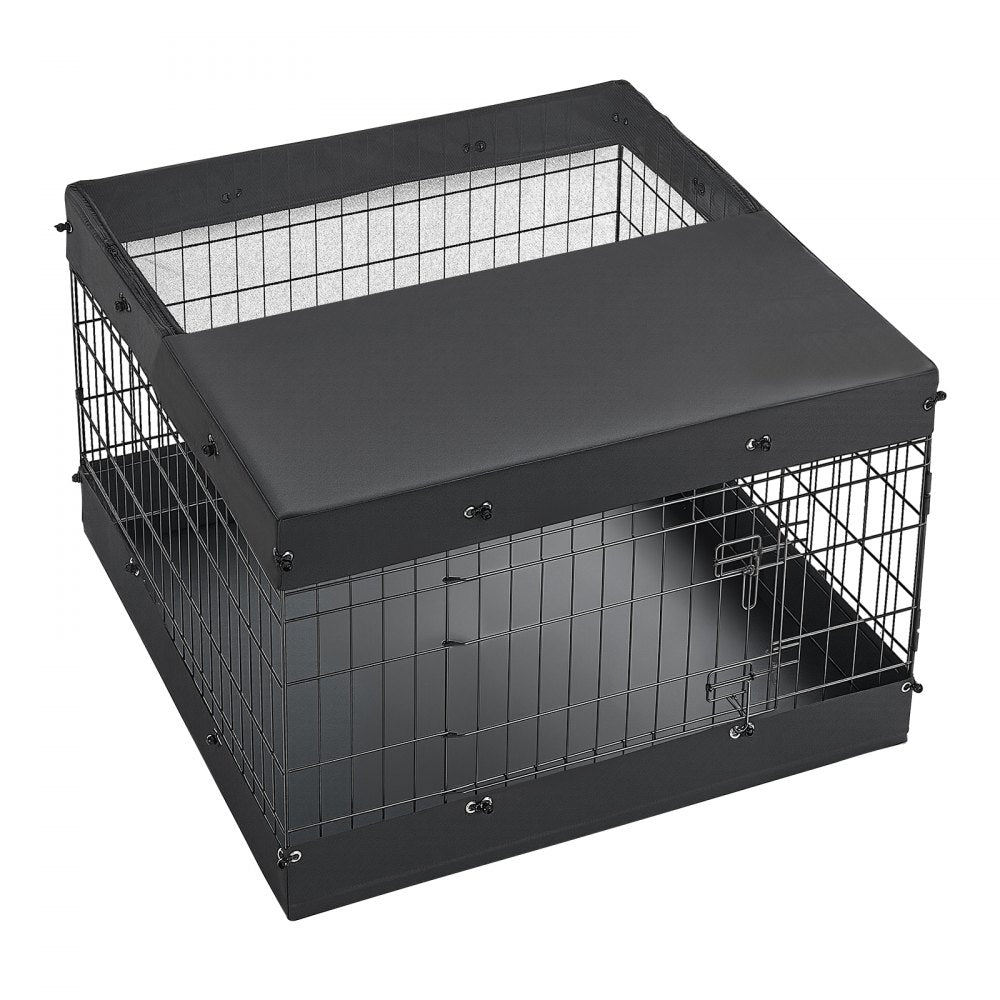 VEVOR Dog Playpen 24 Inch 4 Panels Exercise Pen with Top Cover & Bottom Pad, Indoor Foldable Metal Pet Fence with Door, Heavy Duty Puppy Crate Kennel Pen for Dogs, Cats, and Other Small Animals, Black