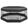VEVOR Dog Playpen 24 Inch 8 Panels Exercise Pen with Top Cover & Bottom Pad, Indoor Foldable Metal Pet Fence with Door, Heavy Duty Puppy Crate Kennel Pen for Dogs, Cats, and Other Small Animals, Black