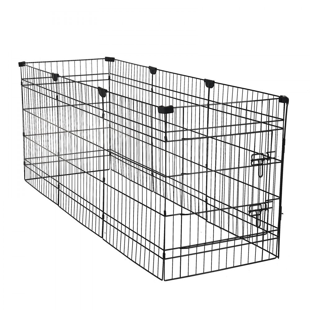 VEVOR Dog Playpen 30 Inch 8 Panels Foldable Exercise Pen with Bottom Pad, Indoor Metal Pet Fence with Door, Heavy Duty Puppy Crate Kennel, Pet Playpen for Dogs, Cats, and Other Small Animals, Black
