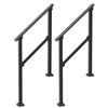 VEVOR Handrails for Outdoor Steps, 2 PCS 2-3 Step Stair Hand Rail Kit, Transitional Carbon Steel Railings with Installation Kit, Stair Rails for Seniors, Concrete & Porch & Deck, Black Square Tube
