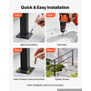 VEVOR Handrails for Outdoor Steps, 3-5 Step 2 Pack Stair Hand Rail Kit, Black Square Tube Stair Rails for Seniors, Concrete Steps & Porch & Deck, Heavy-Duty Steel Railings with Installation Kit