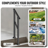 VEVOR Handrails for Outdoor Steps, 1-2 Step Stair Hand Rail Kit, Transitional Carbon Steel Railings with Installation Kit, Stair Rails for Seniors, Concrete Steps & Porch & Deck, Black Square Tube