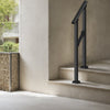 VEVOR Handrails for Outdoor Steps, 1-2 Step Stair Hand Rail Kit, Transitional Carbon Steel Railings with Installation Kit, Stair Rails for Seniors, Concrete Steps & Porch & Deck, Black Square Tube