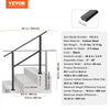 VEVOR Outdoor Handrails for Steps, 2-3 Step Stair Rail Kit, Black Square Tube with Horizontal Bar, Carbon Steel Support Rails for Seniors, Concrete & Deck Stairs, Easy Installation