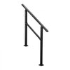 VEVOR Outdoor Handrails for Steps, 2-3 Step Stair Rail Kit, Black Square Tube with Horizontal Bar, Carbon Steel Support Rails for Seniors, Concrete & Deck Stairs, Easy Installation