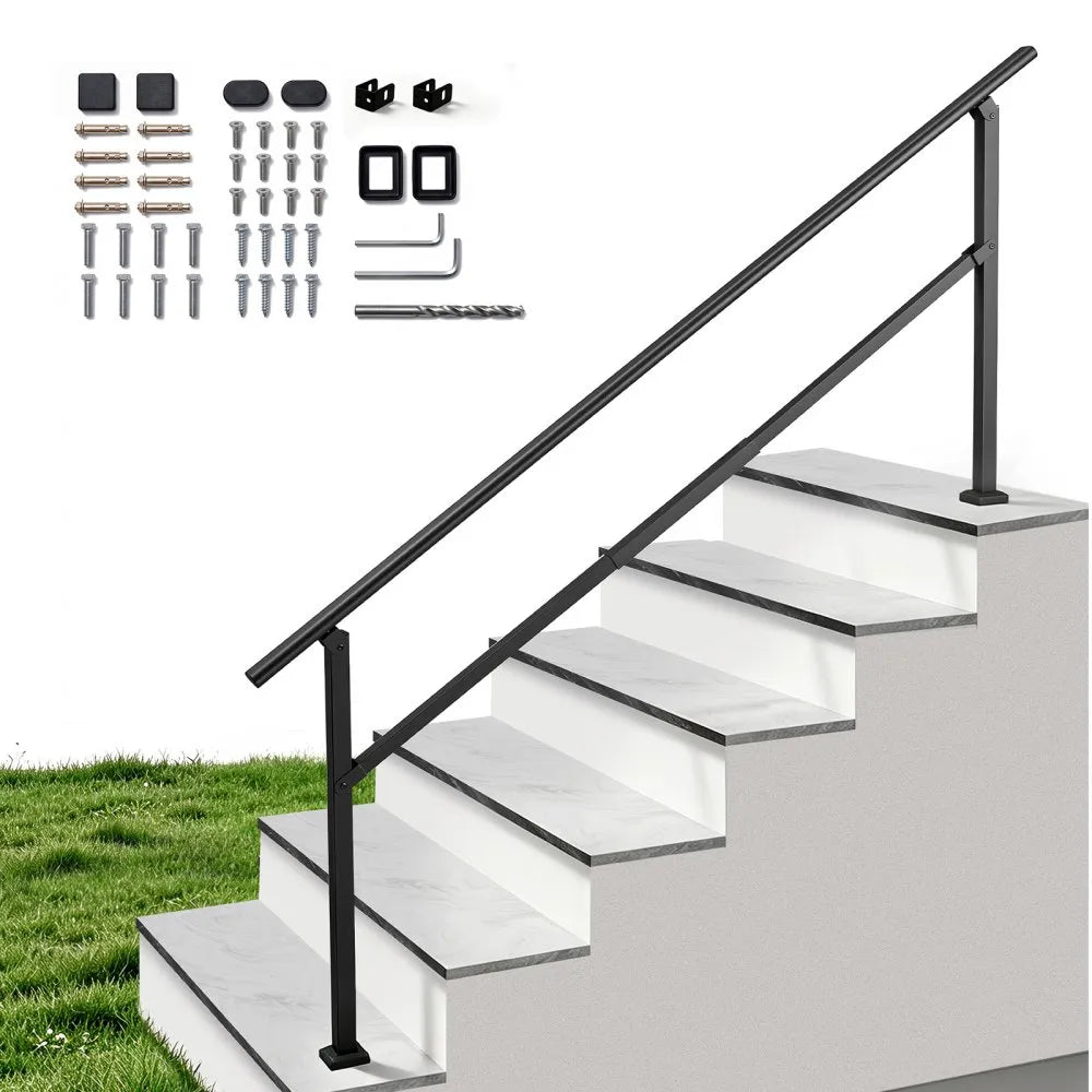 Vevor Handrail 5-7 Step Outdoor Stair Rail Kit Black New