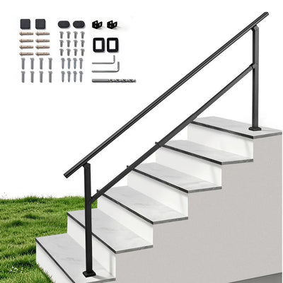 Vevor Handrail 5-7 Step Outdoor Stair Rail Kit Black New