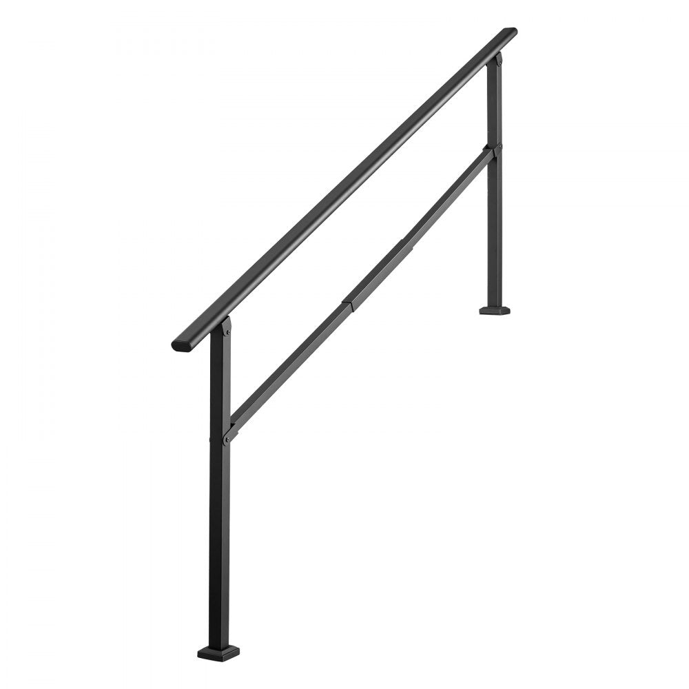 VEVOR Handrails for Outdoor Steps, 5-7 Step Stair Hand Rail Kit, Black, Square Tube Stair Rails for Seniors, Concrete Steps & Porch & Deck, Heavy-Duty Galvanized Steel Railings w/ Installation Kit