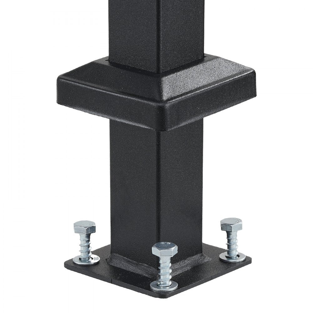 VEVOR Handrails for Outdoor Steps, 5 Step Stair Hand Rail Kit, Transitional Carbon Steel Railings with Installation Kit, Stair Rails for Seniors, Concrete Steps & Porch & Deck, Black Square Tube