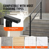 VEVOR Outdoor Handrails for Steps, 4-5 Step Stair Rail Kit, Black Square Tube with Horizontal Bar, Carbon Steel Support Rails for Seniors, Concrete & Deck Stairs, Easy Installation