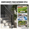 VEVOR Outdoor Handrails for Steps, 4-5 Step Stair Rail Kit, Black Square Tube with Horizontal Bar, Carbon Steel Support Rails for Seniors, Concrete & Deck Stairs, Easy Installation