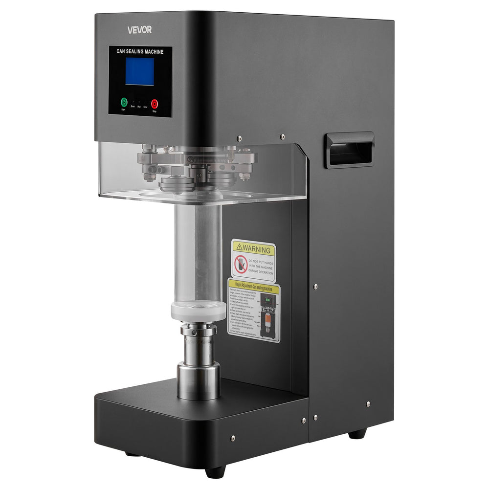 VEVOR Can Sealer Machine, Automatic Commercial Soda Can Sealing Machine for 2.17 in (55 mm) Aluminum and Plastic Cans, Height Adjustable, Steel Housing Beverage Drink Seamer, for Coffee Shop, Black