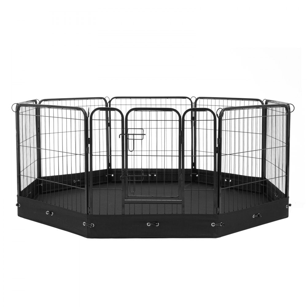 VEVOR Dog Playpen, 8 Pcs 24 x 24 in Panels Foldable Metal Pet Exercise Pen, Dog Fence Indoor and Outdoor Pen with Door, Storage Bag and Bottom Pad, Pet Playpen for Dogs, Cats and Other Small Animals