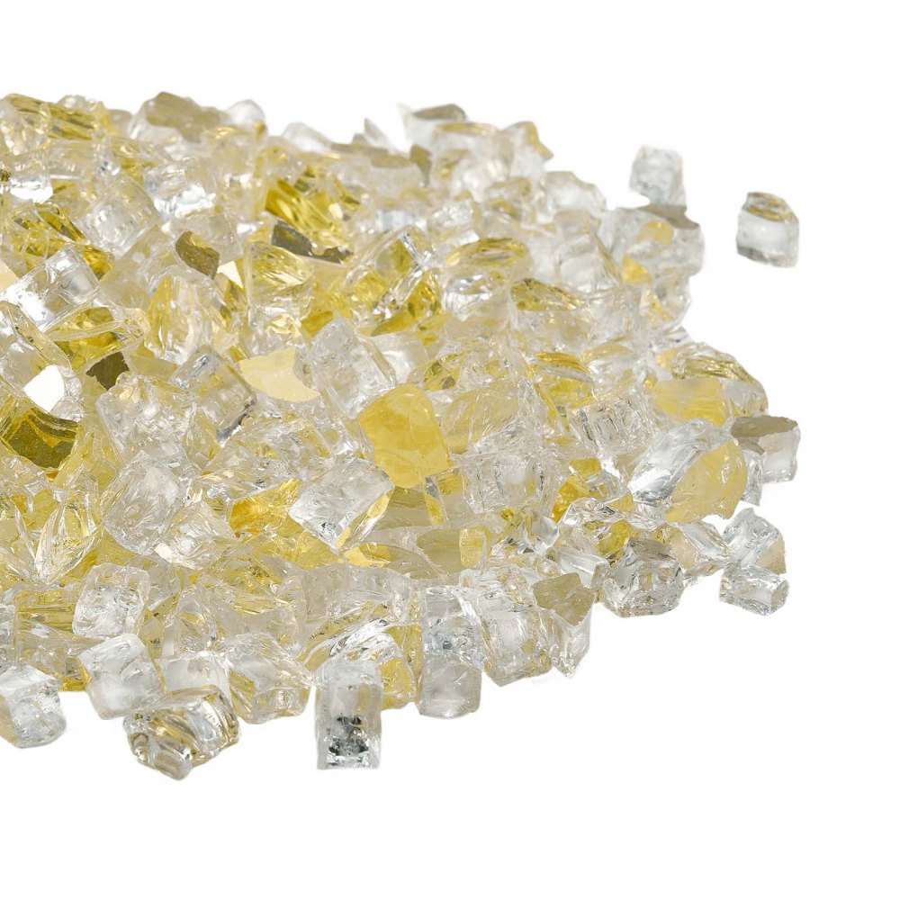VEVOR Fire Glass, 10 LBS / 4.5 KG High-Temperature Resistant Fireplace Rocks, 1/2-Inch / 12.7 mm Reflective & Smokeless Firepit Glass Rock, High Luster Stone Landscaping for Fire Pit Table, Gold