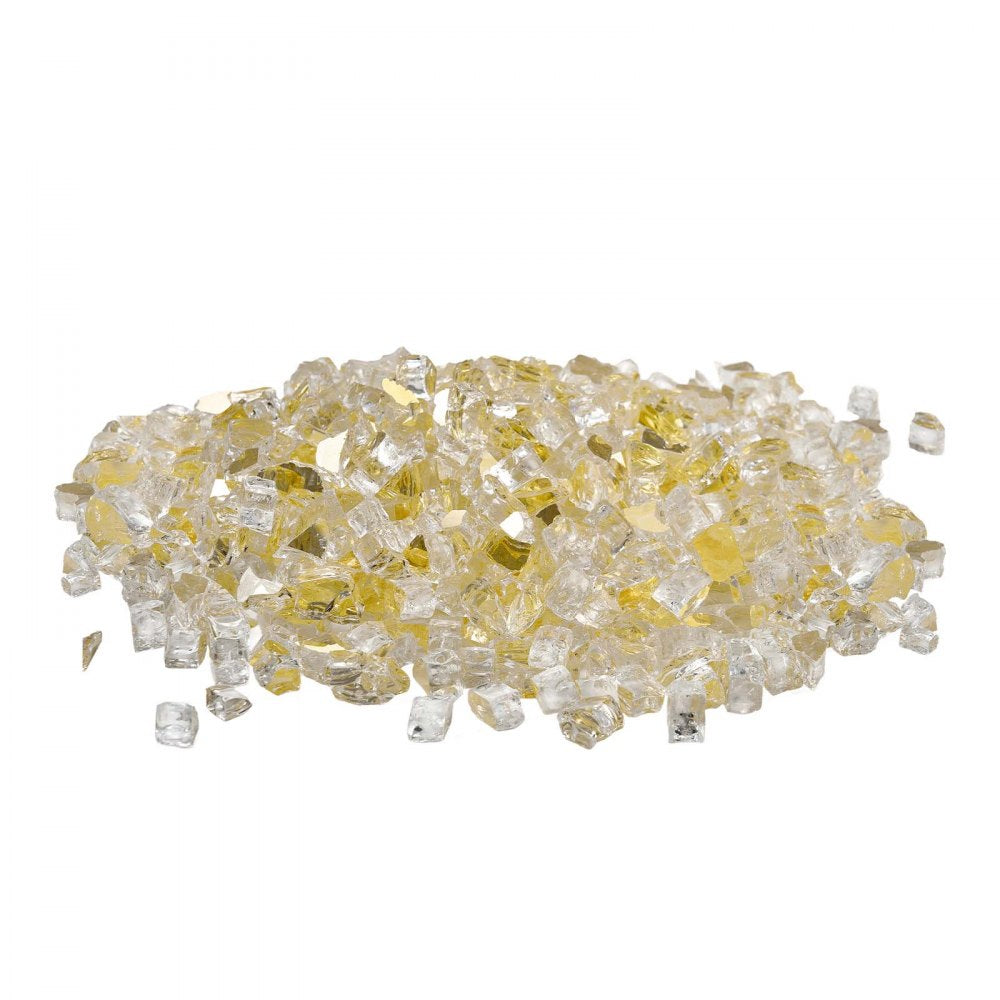 VEVOR Fire Glass, 10 LBS / 4.5 KG High-Temperature Resistant Fireplace Rocks, 1/2-Inch / 12.7 mm Reflective & Smokeless Firepit Glass Rock, High Luster Stone Landscaping for Fire Pit Table, Gold