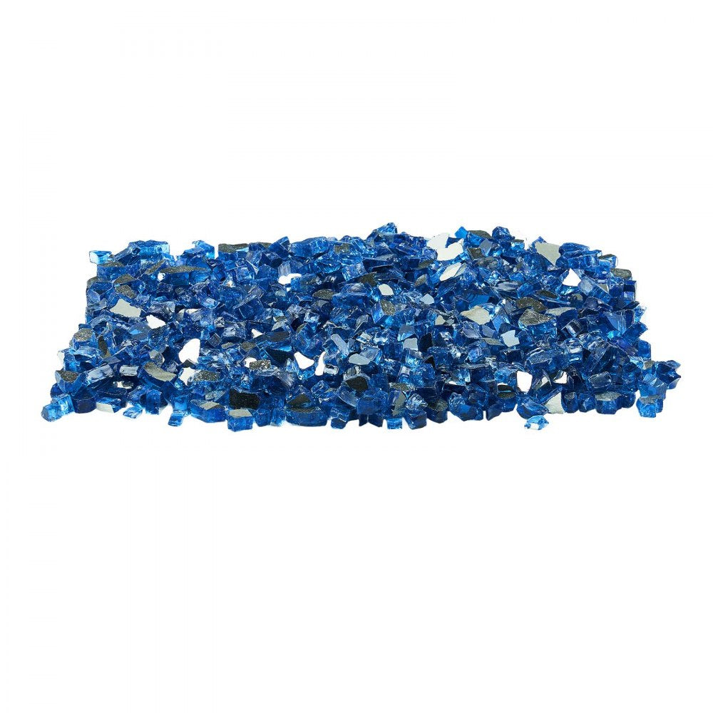 VEVOR Fire Glass, 10LBS / 4.5KG High-Temperature Resistant Fireplace Rocks, 1/2-Inch / 12.7 mm Reflective & Smokeless Firepit Glass Rock, High Luster Stone Landscaping for Fire Pit Table, Pacific Blue
