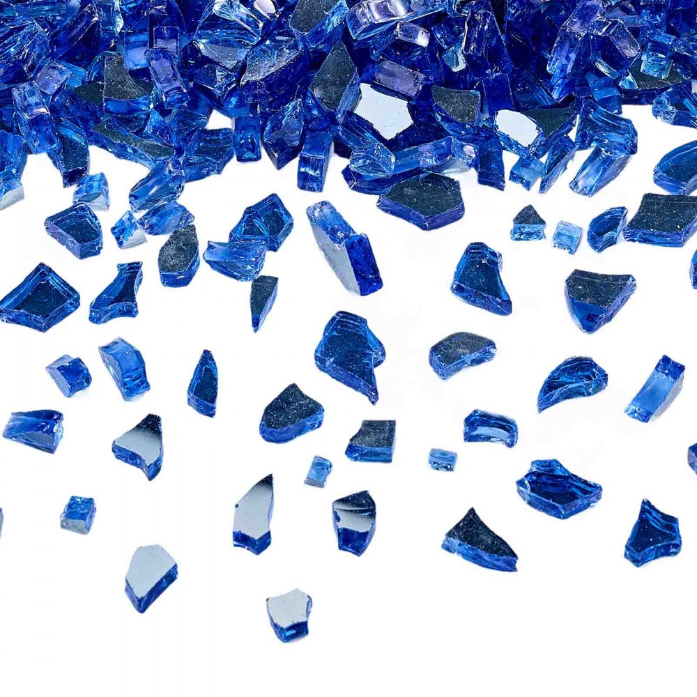 VEVOR Fire Glass, 10LBS / 4.5KG High-Temperature Resistant Fireplace Rocks, 1/4-Inch / 6.35 mm Reflective & Smokeless Firepit Glass Rock, High Luster Stone Landscaping for Fire Pit Table, Cobalt Blue