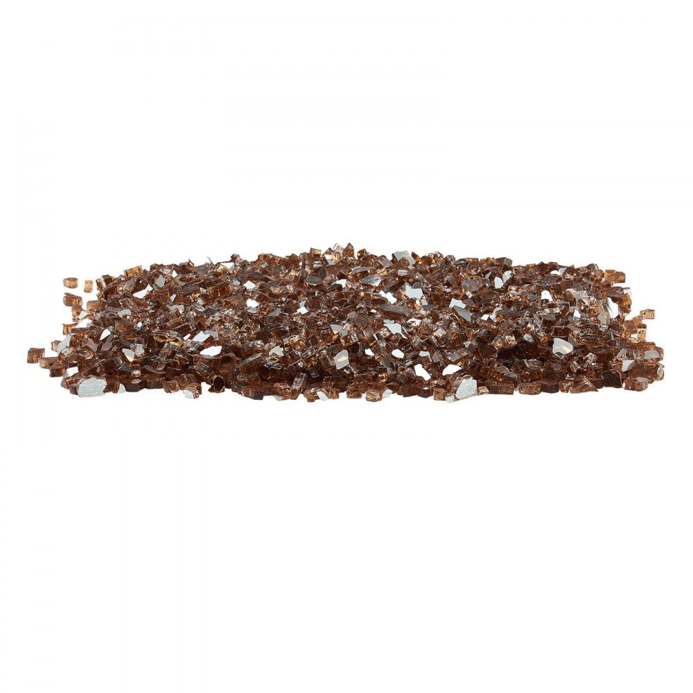 VEVOR Fire Glass, 10 LBS / 4.5 KG High-Temperature Resistant Fireplace Rocks, 1/4-Inch / 6.35 mm Reflective & Smokeless Firepit Glass Rock, High Luster Stone Landscaping for Fire Pit Table, Copper