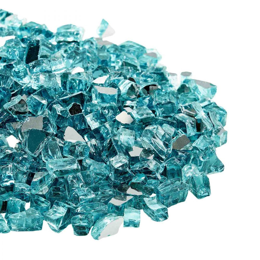 VEVOR Fire Glass, 10 LBS / 4.5 KG High-Temperature Resistant Fireplace Rocks, 1/2-Inch / 12.7 mm Reflective & Smokeless Firepit Glass Rock, High Luster Stone Landscaping for Fire Pit Table, Aqua Blue