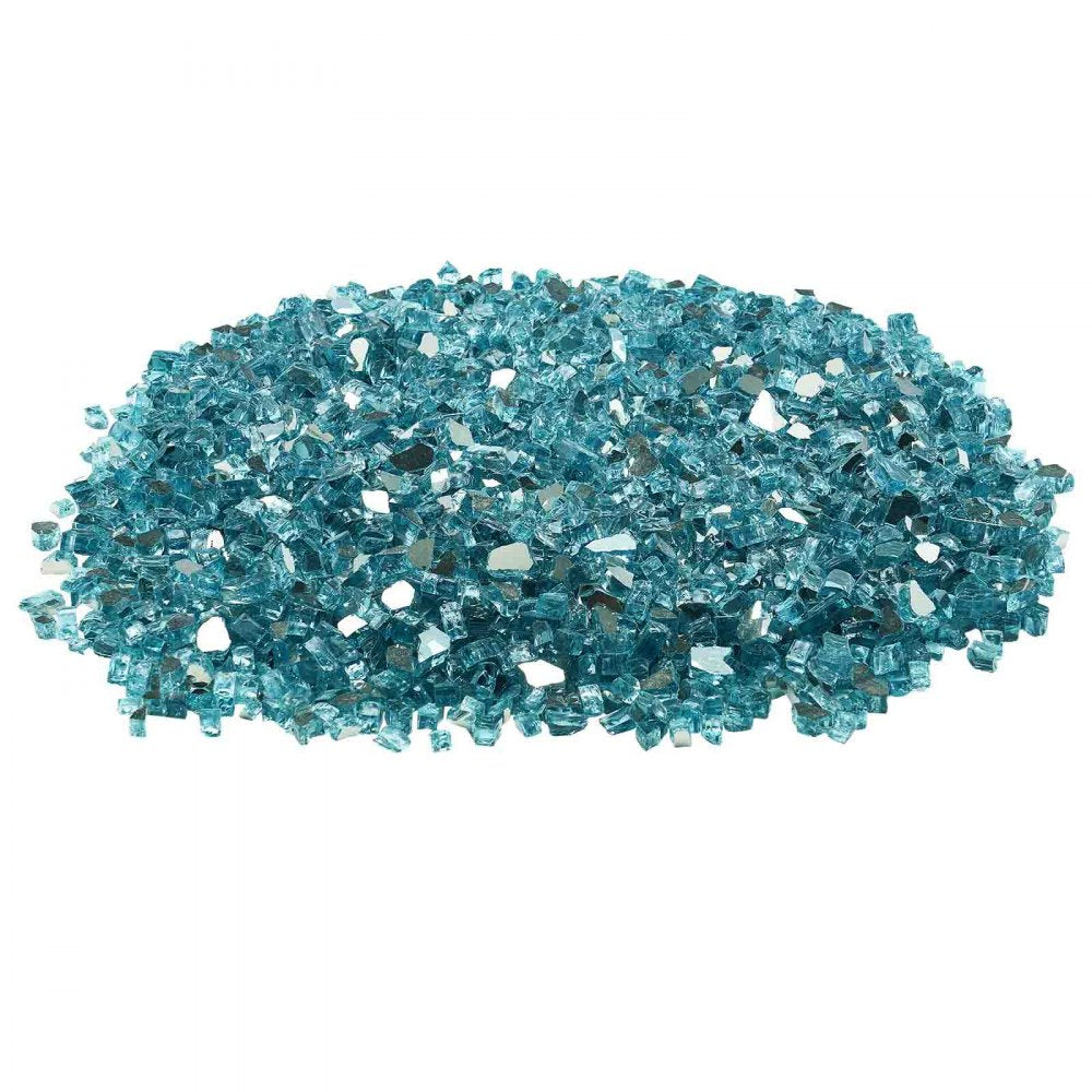 VEVOR Fire Glass, 10 LBS / 4.5 KG High-Temperature Resistant Fireplace Rocks, 1/2-Inch / 12.7 mm Reflective & Smokeless Firepit Glass Rock, High Luster Stone Landscaping for Fire Pit Table, Aqua Blue