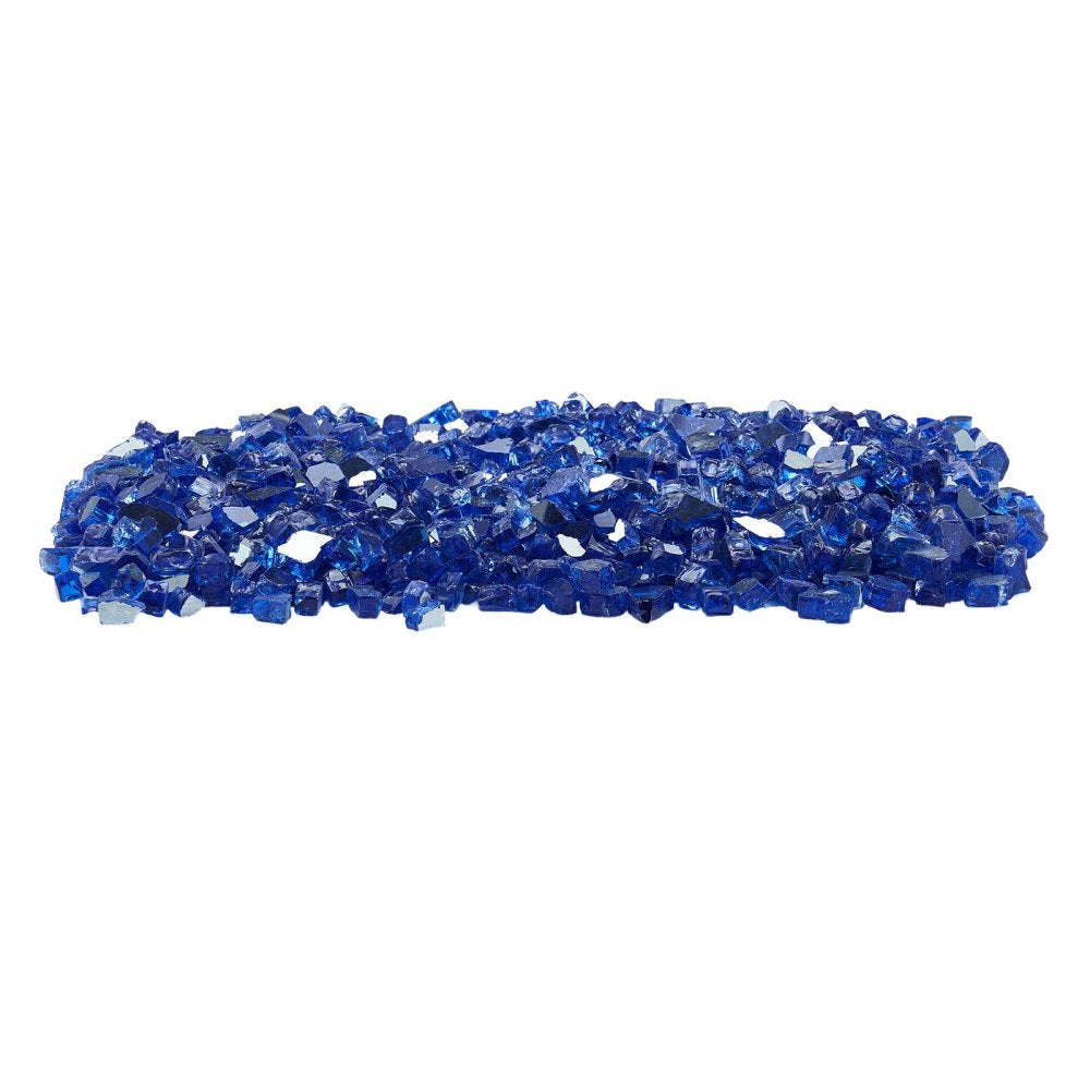 VEVOR Fire Glass, 10LBS / 4.5KG High-Temperature Resistant Fireplace Rocks, 1/2-Inch / 12.7 mm Reflective & Smokeless Firepit Glass Rock, High Luster Stone Landscaping for Fire Pit Table, Cobalt Blue