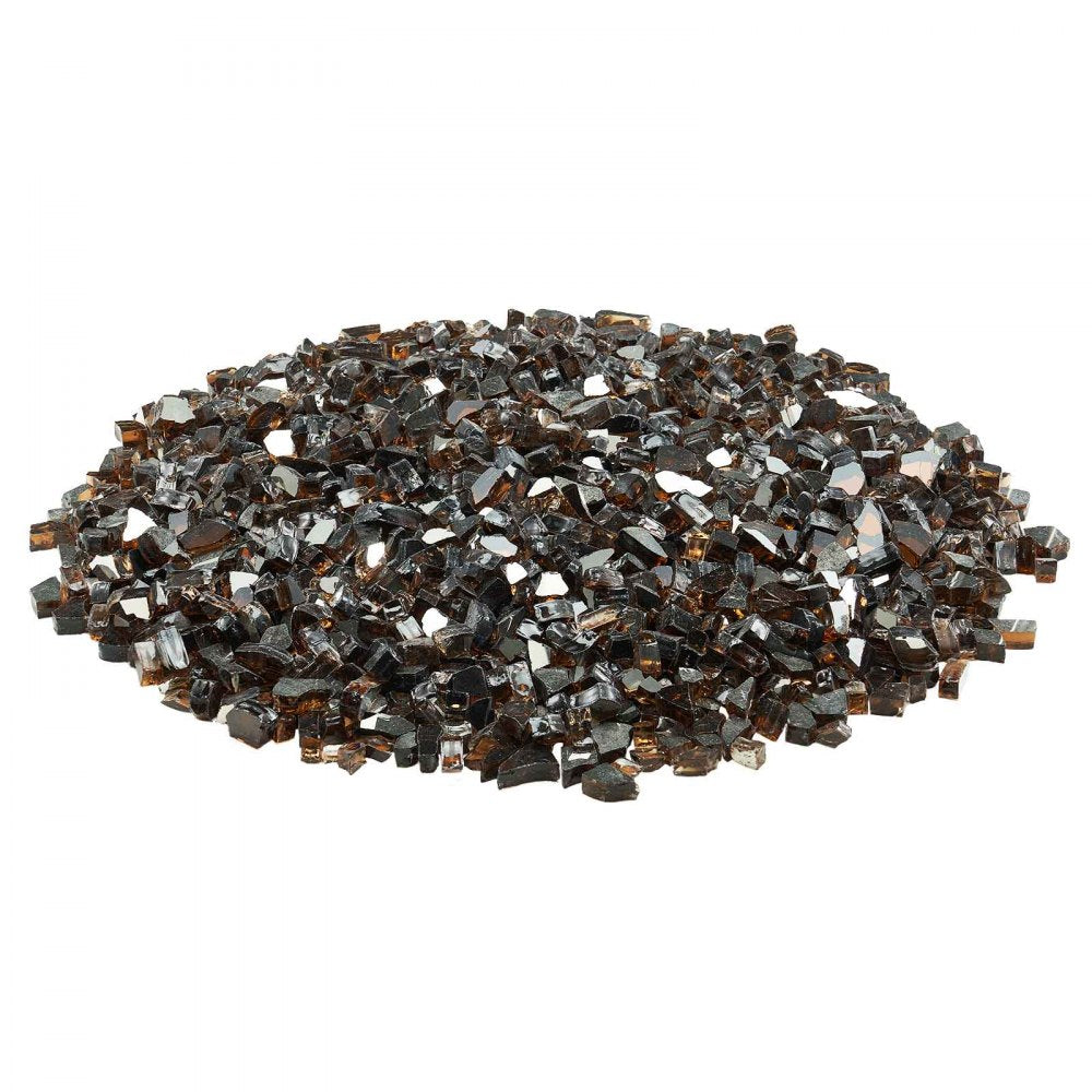 VEVOR Fire Glass, 20 LBS / 9.0 KG High-Temperature Resistant Fireplace Rocks, 1/2-Inch / 12.7 mm Reflective & Smokeless Firepit Glass Rock, High Luster Stone Landscaping for Fire Pit Table, Copper