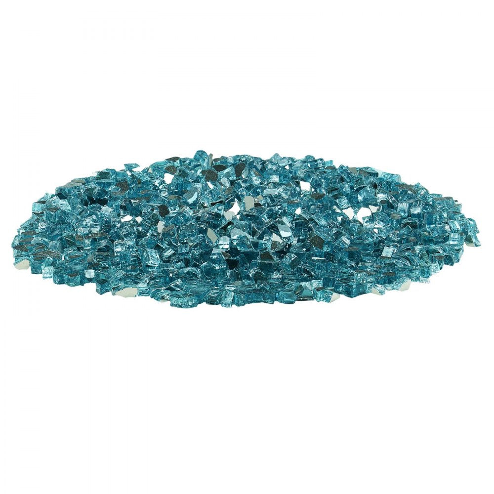 VEVOR Fire Glass, 20 LBS / 9 KG High-Temperature Resistant Fireplace Rocks, 1/2-Inch / 12.7 mm Reflective & Smokeless Firepit Glass Rock, High Luster Stone Landscaping for Fire Pit Table, Aqua Blue
