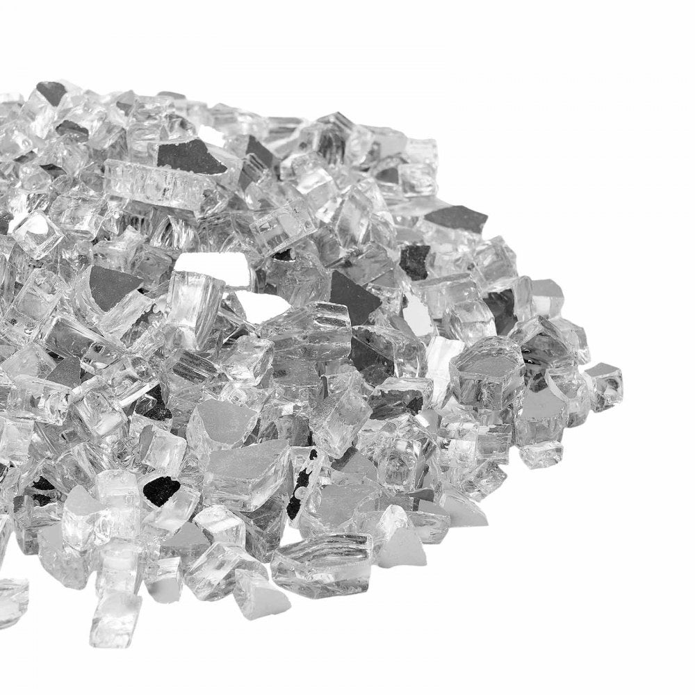 VEVOR Fire Glass, 10 LBS / 4.5 KG High-Temperature Resistant Fireplace Rocks, 1/2-Inch / 12.7 mm Reflective & Smokeless Firepit Glass Rock, High Luster Stone Landscaping for Fire Pit Table, Clear