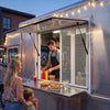 VEVOR Concession Window Folding Shelf 36x36in Aluminum Alloy Service Window, for Food Truck, Up to 85 Degrees, with 4 Sliding Screen Windows, Awning Door and Drag Hook, Rainwater Resistant