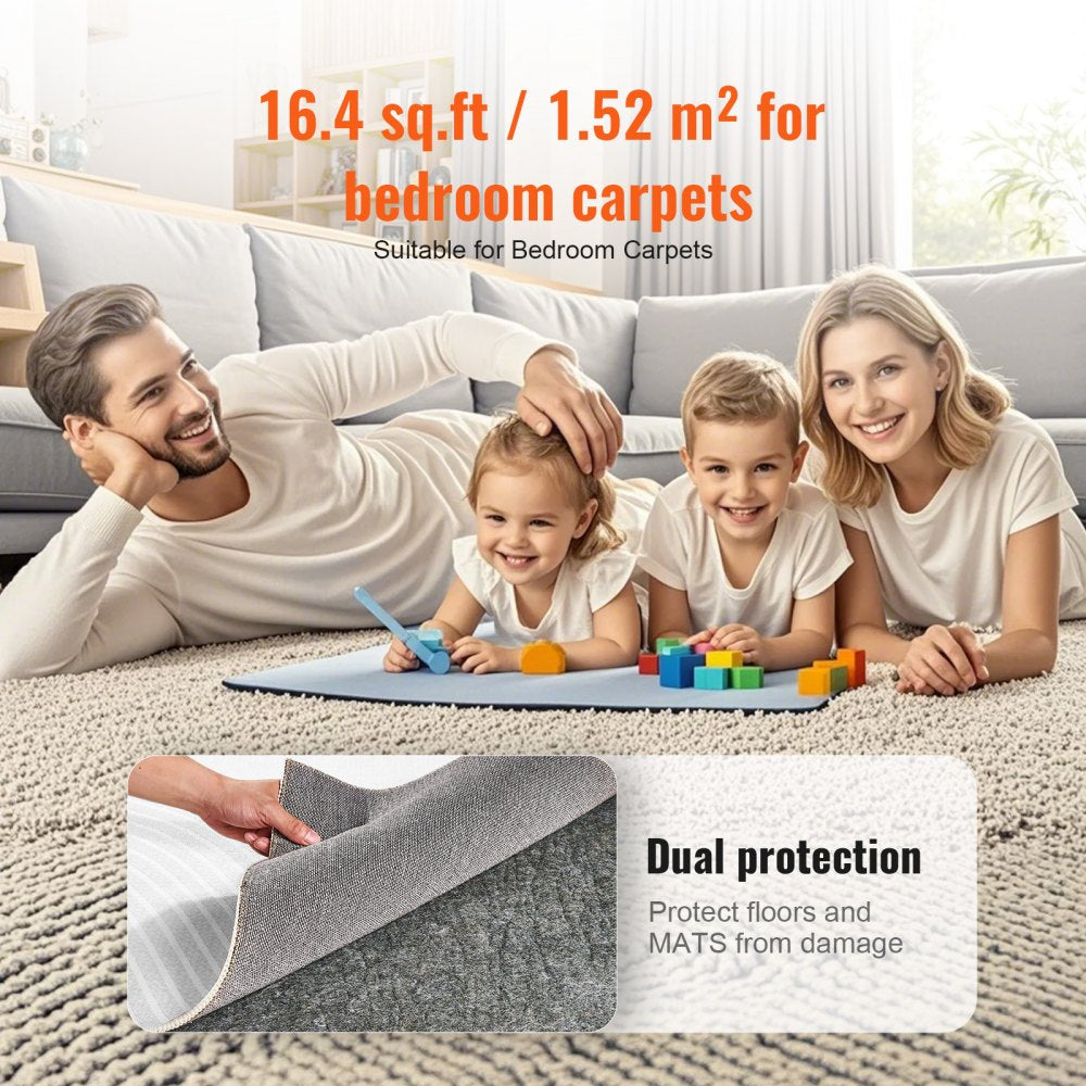 VEVOR - Slip-Resistant Rug Pad - Protective Cushioning Carpet Pad - 9' x 12' - 1/4"Thick - Dual Surface - Polyester Felt + Latex - Gray - 10-11㎡ Area Carpet Padding Rug Cushion Safe for All Floors