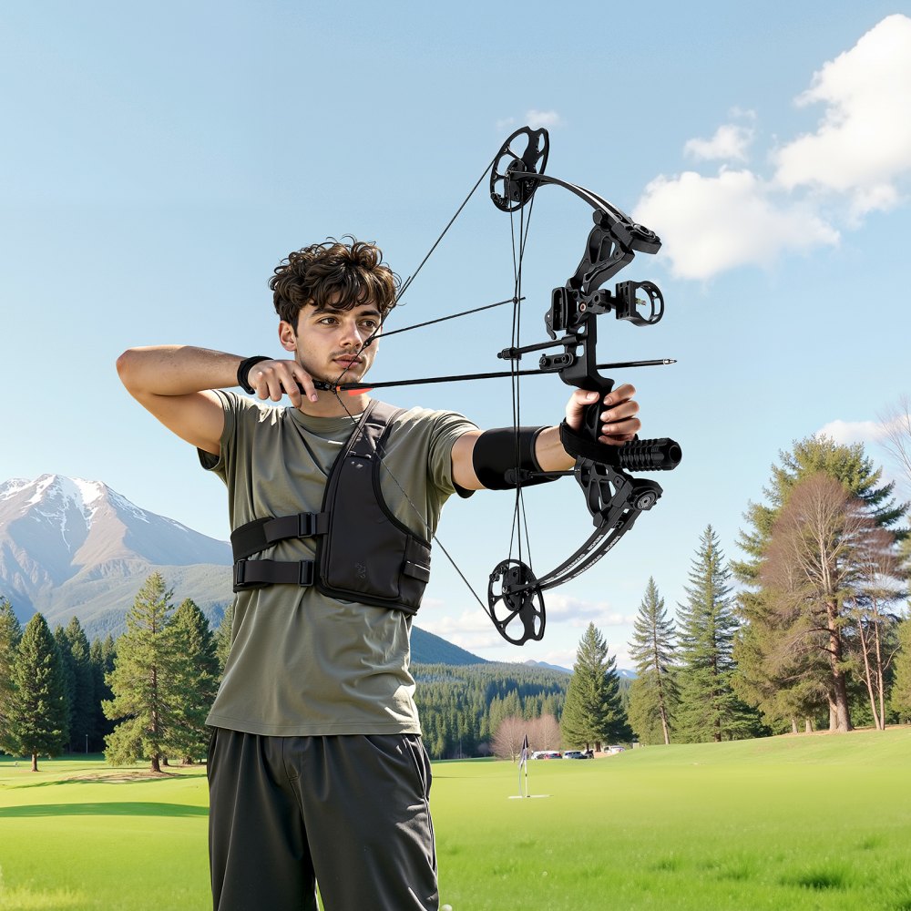 VEVOR Compound Bow Archery, Adjustable 19-30 in Draw Length Compound Bow Package for Beginner, 19-70 Lbs Draw Weight Archery Bows and Arrow Set, Right Hand Kit with Hunting Equipment, 320 fps, Black