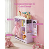 VEVOR Kids Dress Up Storage, with Jewelry Cabinet, Dress Up Closet with Mirror and Shelves, Princess Costumes Wardrobe Closet, Toddler Costume Organizer Armoire, for Bedroom, Kids Room, Girls, Purple