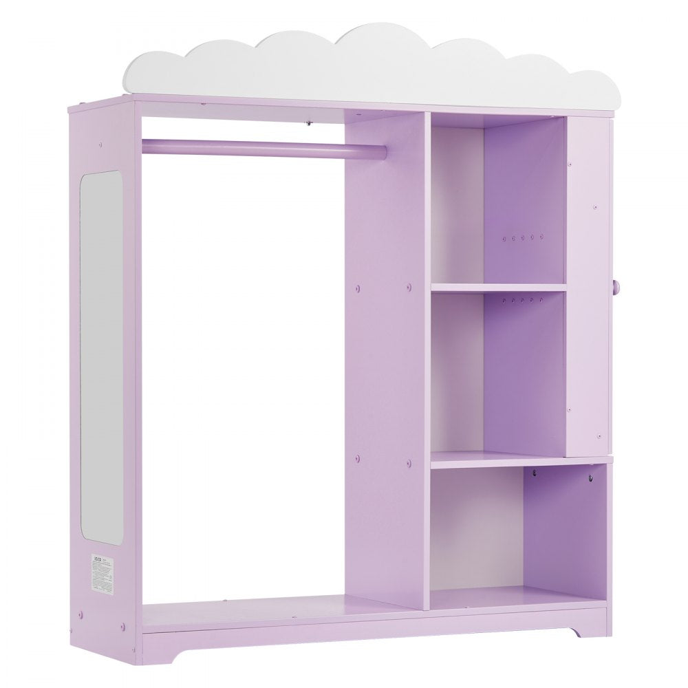 VEVOR Kids Dress Up Storage, with Jewelry Cabinet, Dress Up Closet with Mirror and Shelves, Princess Costumes Wardrobe Closet, Toddler Costume Organizer Armoire, for Bedroom, Kids Room, Girls, Purple