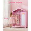 VEVOR Kids Dress Up Storage, with Mirror, Dress Up Closet, Kids Armoire Wardrobe Closet for Little Girls, Toddler Costume Organizer, Pretend Princess Storage Dresser, for Bedroom, Girls Room, Pink