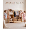 VEVOR Kids Dress Up Storage, with Mirror, Wooden Kids Dress Up Rack, Toddler Wardrobe Closet for Little Girls, Storage Armoire, Costume Organizer, Children Playroom Furniture, for Bedroom, Natural