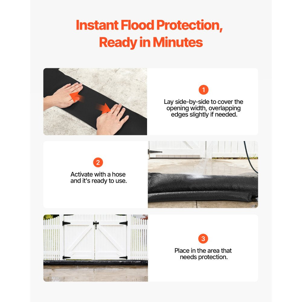 VEVOR Flood Barrier, 8 Pack, 1.6 x 1.4 ft Flood Bags Activated by Water, Reusable Water Absorbent Barrier, Sandless Sandbags Blockage, Flooding Prevention Bags for Home, Doorway, Basement, Garage
