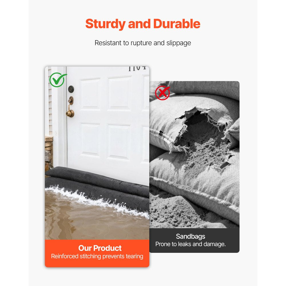 VEVOR Flood Barrier, 8 Pack, 1.6 x 1.4 ft Flood Bags Activated by Water, Reusable Water Absorbent Barrier, Sandless Sandbags Blockage, Flooding Prevention Bags for Home, Doorway, Basement, Garage