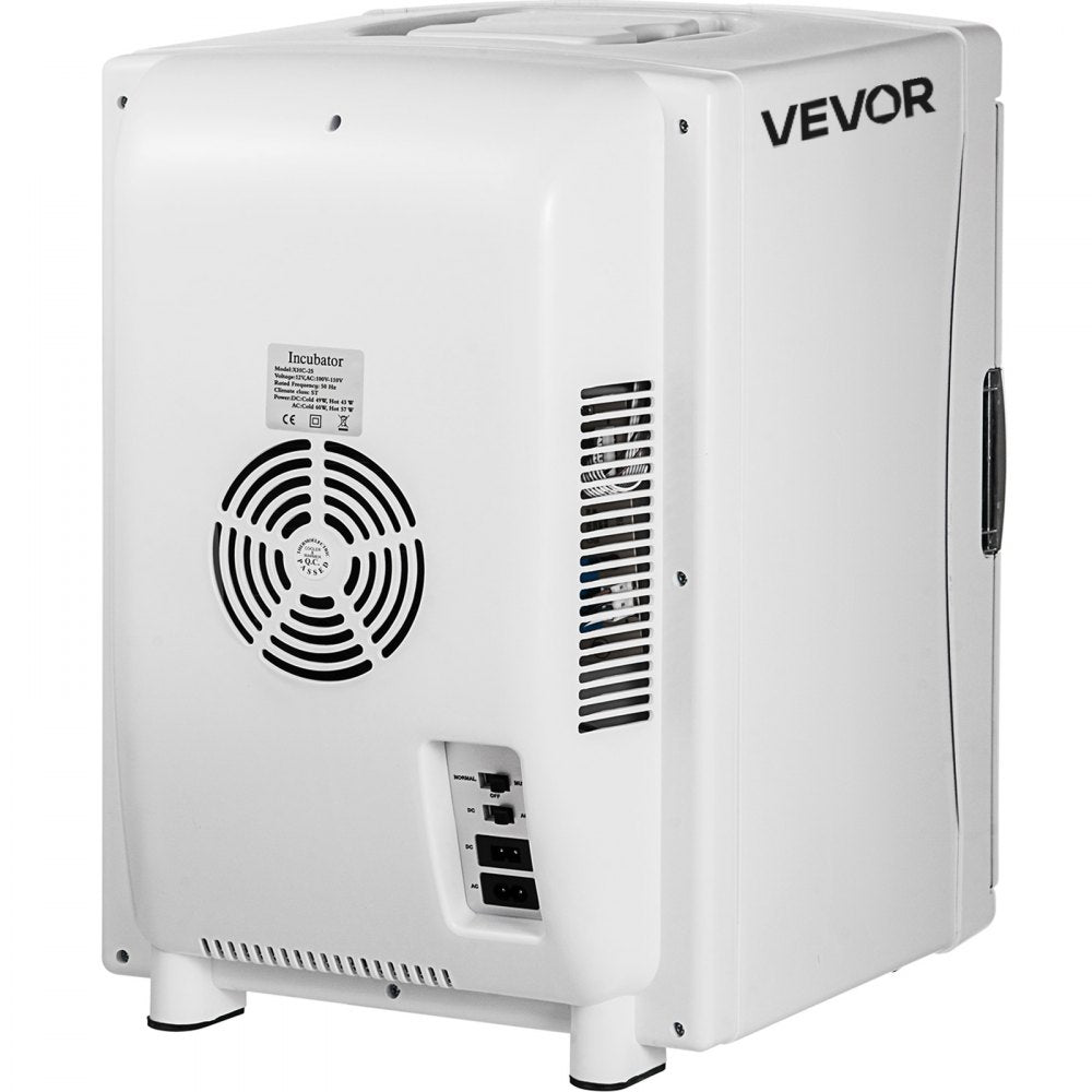 VEVOR Reptile Incubator, 25L Scientific Lab Incubator, Cooling and Heating 5 °C to 42 °C Automatic Incubator, 12V/110V White Reptile Egg Breeding Hatchery Work for Thermostats Snakes and Turtles