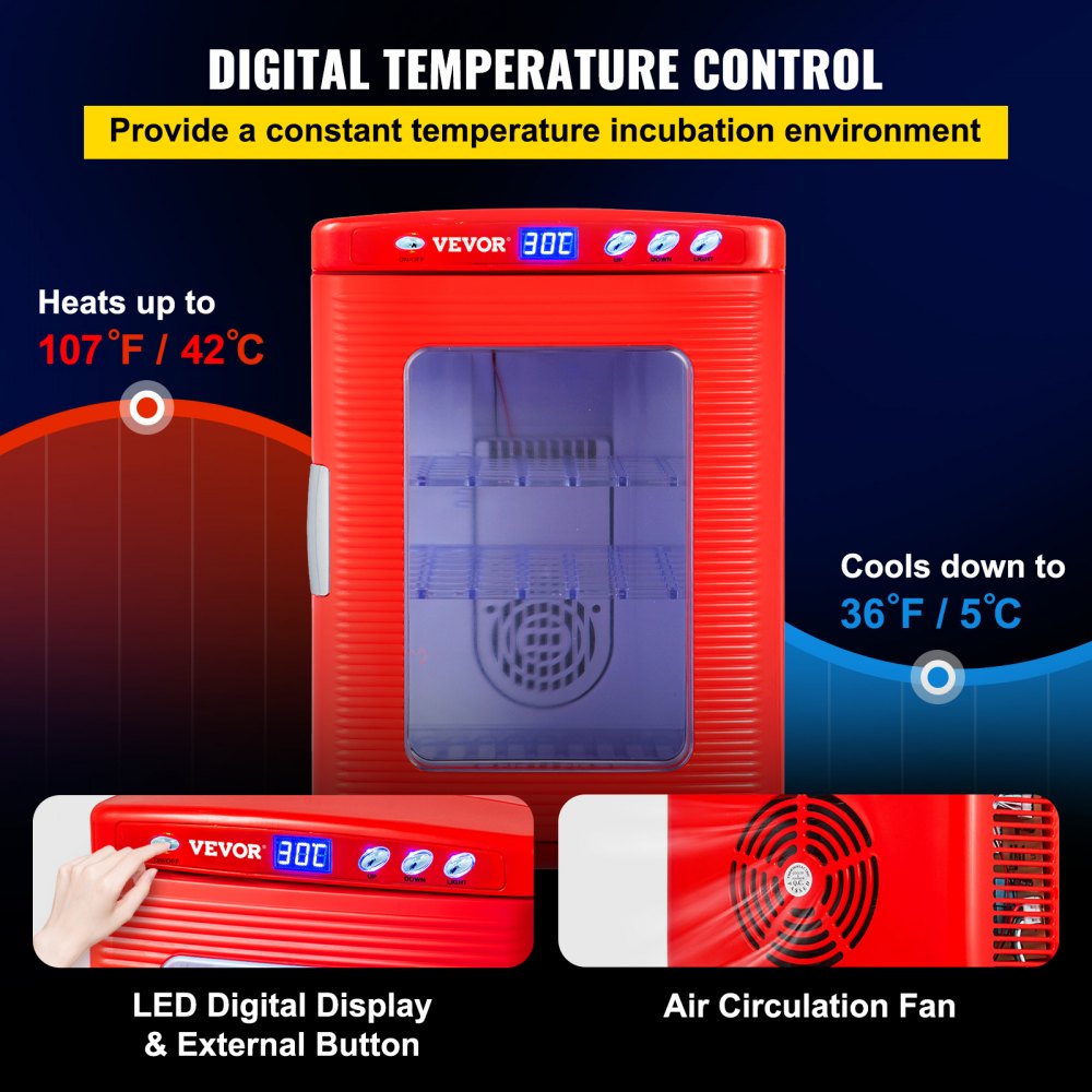 VEVOR Reptile Incubator 25L Digital Egg Incubator 5-42°C for Small Reptiles