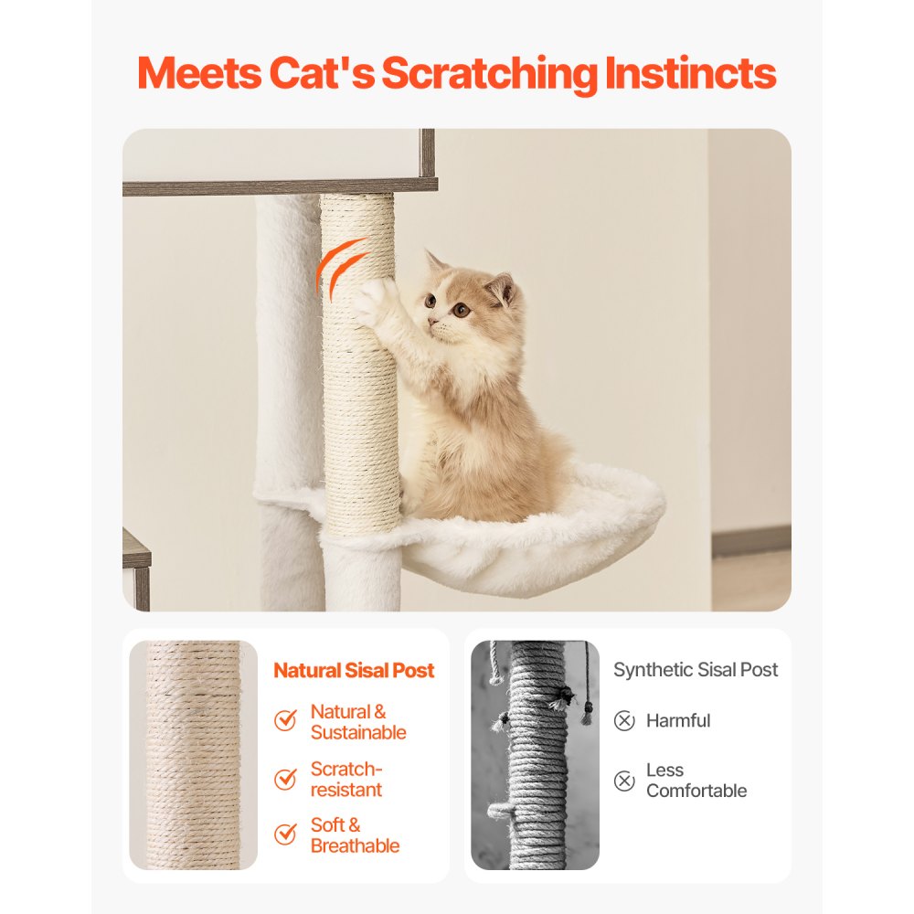 VEVOR Large Cat Tree with Litter Box Enclosure, 72.83 inches Tall, 2-in-1 Cat Tower, Multi-level Cat Condo Furniture with Sisal Scratching Posts, Perches, Hammock, Big Kittens House for Indoor Cats