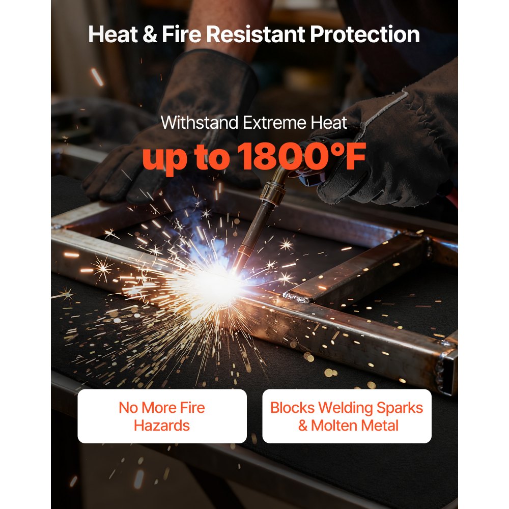 VEVOR Carbon Felt Welding Blankets, 2-Pack 20" x 36" Flame Retardant Welding Blanket, Up to 1800°F Heat Resistant Safety Protection Blanket, 3.5mm Thickened Carbon Fiber Fireproof Insulation Mat Pad