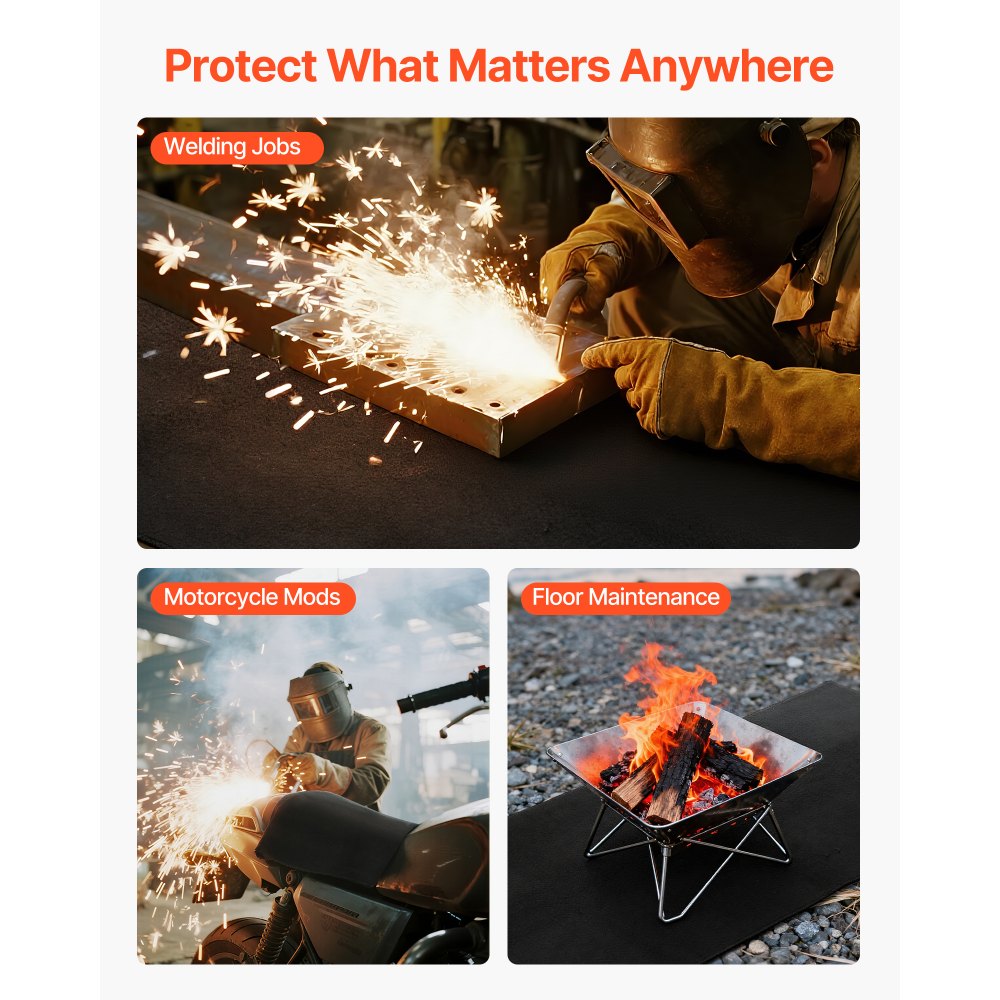 VEVOR Carbon Felt Welding Blankets, 2-Pack 20" x 36" Flame Retardant Welding Blanket, Up to 1800°F Heat Resistant Safety Protection Blanket, 3.5mm Thickened Carbon Fiber Fireproof Insulation Mat Pad