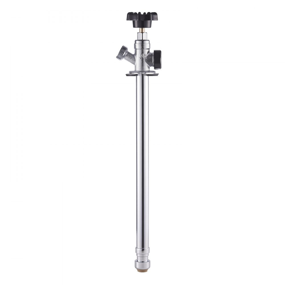 VEVOR 12-Inch Frost-Free Sillcock, 1/2" PTC x 3/4" MHT Hose Bibb, Anti-Siphon Lead-Free Brass Valve, Push-to-Connect Brass Plumbing Fitting, Compatible with PEX, Copper, CPVC Pipes