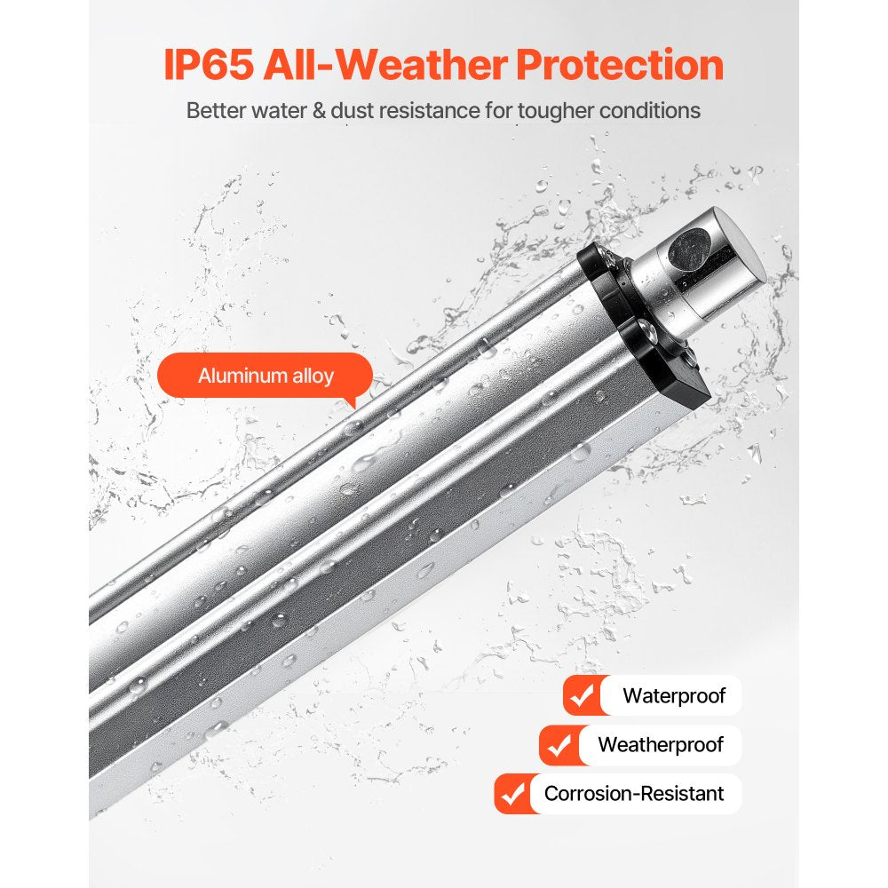 VEVOR 12V Linear Actuator, 12 Inch IP65 Waterproof Linear Actuator, 675lbs/3000N 0.2"/s Motion Actuators with Mounting Bracket for Outdoor Use