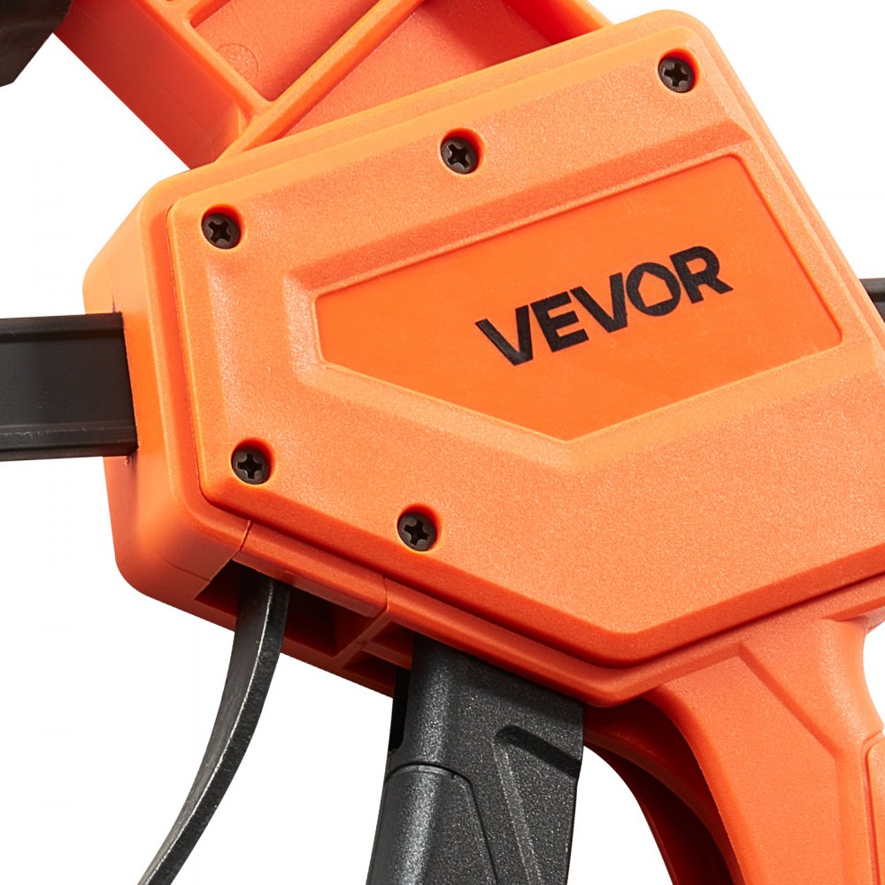 VEVOR Bar Clamps for Woodworking, 2-Pack 12 inch One-Handed Clamp/Spreader, Quick-Grip F-Clamp with 340 lbs Load Limit, Premium Plastic and Carbon Steel, for Woodworking Metal working, Orange + Black