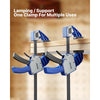 VEVOR Bar Clamps for Woodworking, 2-Pack 24 inch One-Handed Clamp/Spreader, Quick-Grip F-Clamp with 340 lbs Load Limit, Premium Plastic and Carbon Steel, for Woodworking Metal working, Blue + Black
