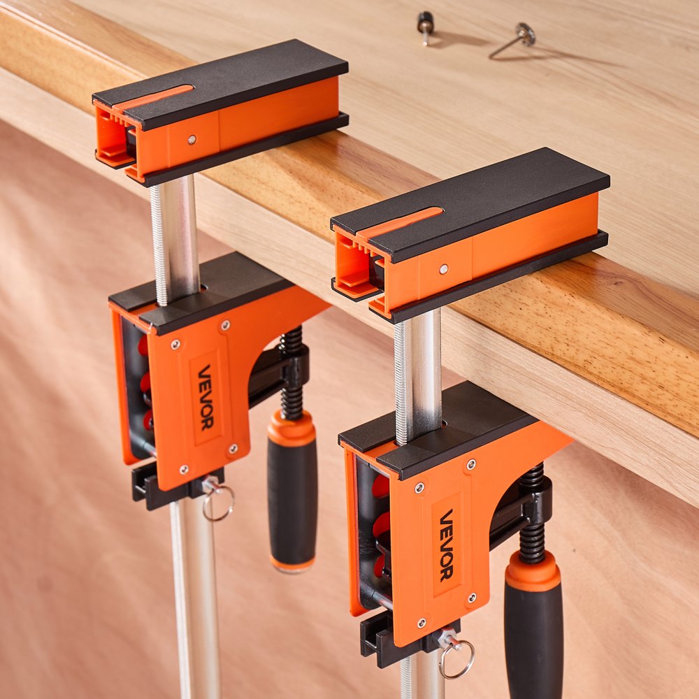 VEVOR Bar Clamps for Woodworking, 2-Pack 24 inch Parallel Clamp Set, F-Clamp with 1500 lbs Load Limit, Even Pressure, High-strength Plastic and Carbon Steel, for Woodworking Metal Working, Orange